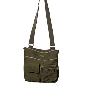 Baggallini Green Taupe Crossbody Nylon Messenger Travel Bag